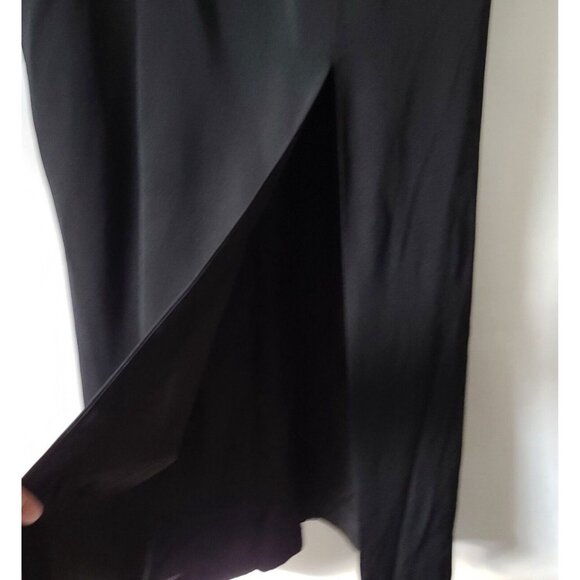 Vtg BB Collections Halter Maxi Sheath Dress Sz 6 Black Slit Formal Prom Dressy - Picture 6 of 8